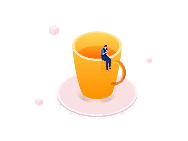 Coffee break isometric illustration by Boyko on Dribbble
