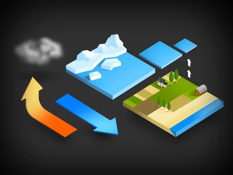 Isometric illustration for animation by Sylvain Couesmes