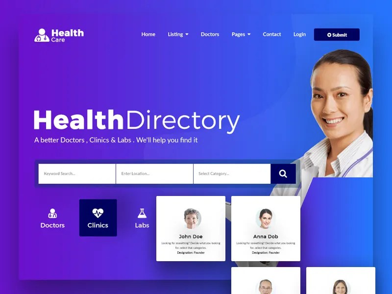 Health Care Directory Template by zainulabidin on Dribbble
