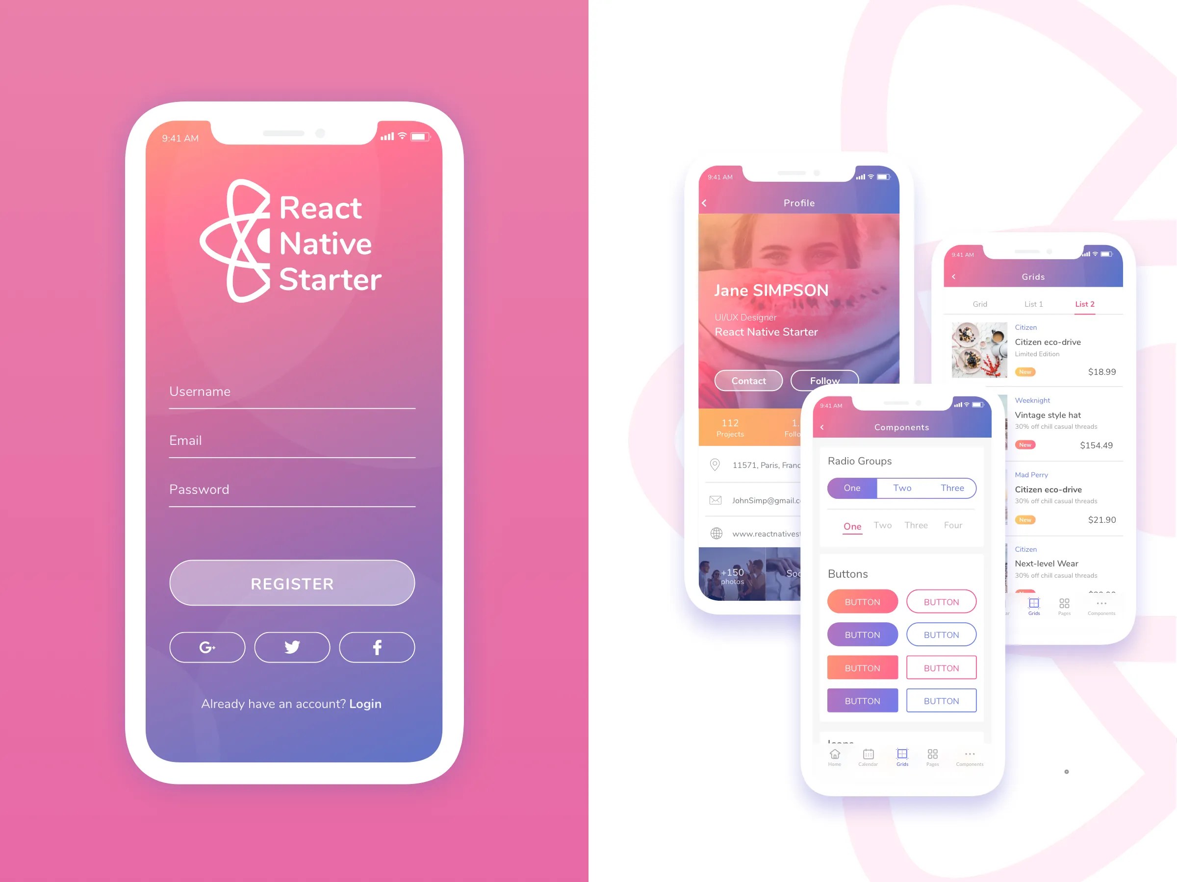 React Native Starter by Natalie Yermolenka for Flatlogic