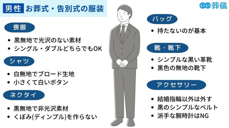 お葬式・告別式にふさわしい服装と身だしなみ【男女/立場別】 はじめてのお葬式ガイド