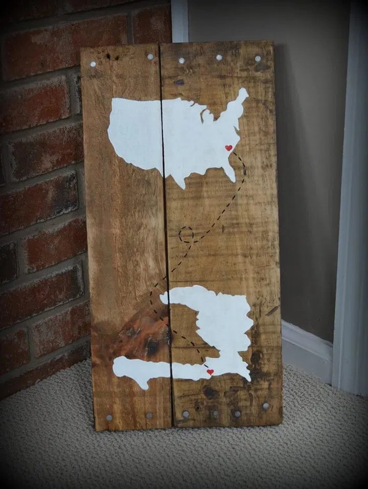 DIY Wooden Pallet Rustic Map Wall Art Easy Pallet Ideas
