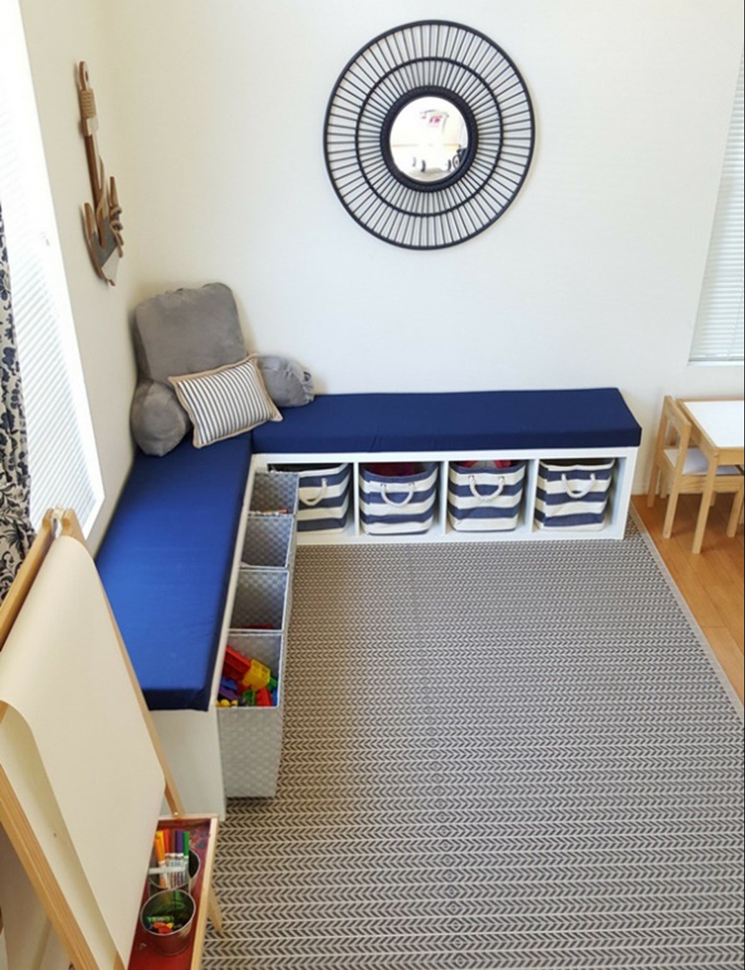 IKEA Besta Bench Hack with DIY Cushion EatHappyProject