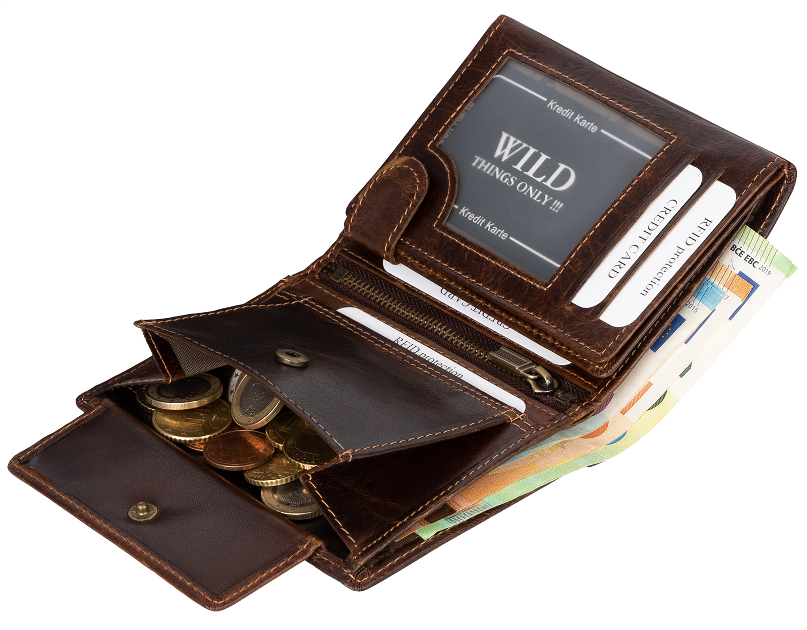 RFID echt Leder Portemonnaie Geldbörse Riegelbörsel Herren Hochformat