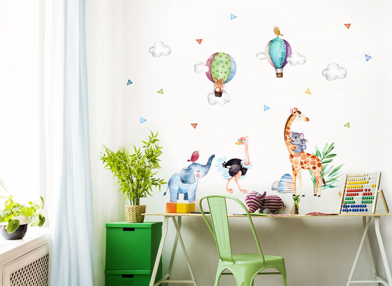 Wandtattoo Wandsticker Kinderzimmer Tiere Wanddeko Spielzimmer Ballon