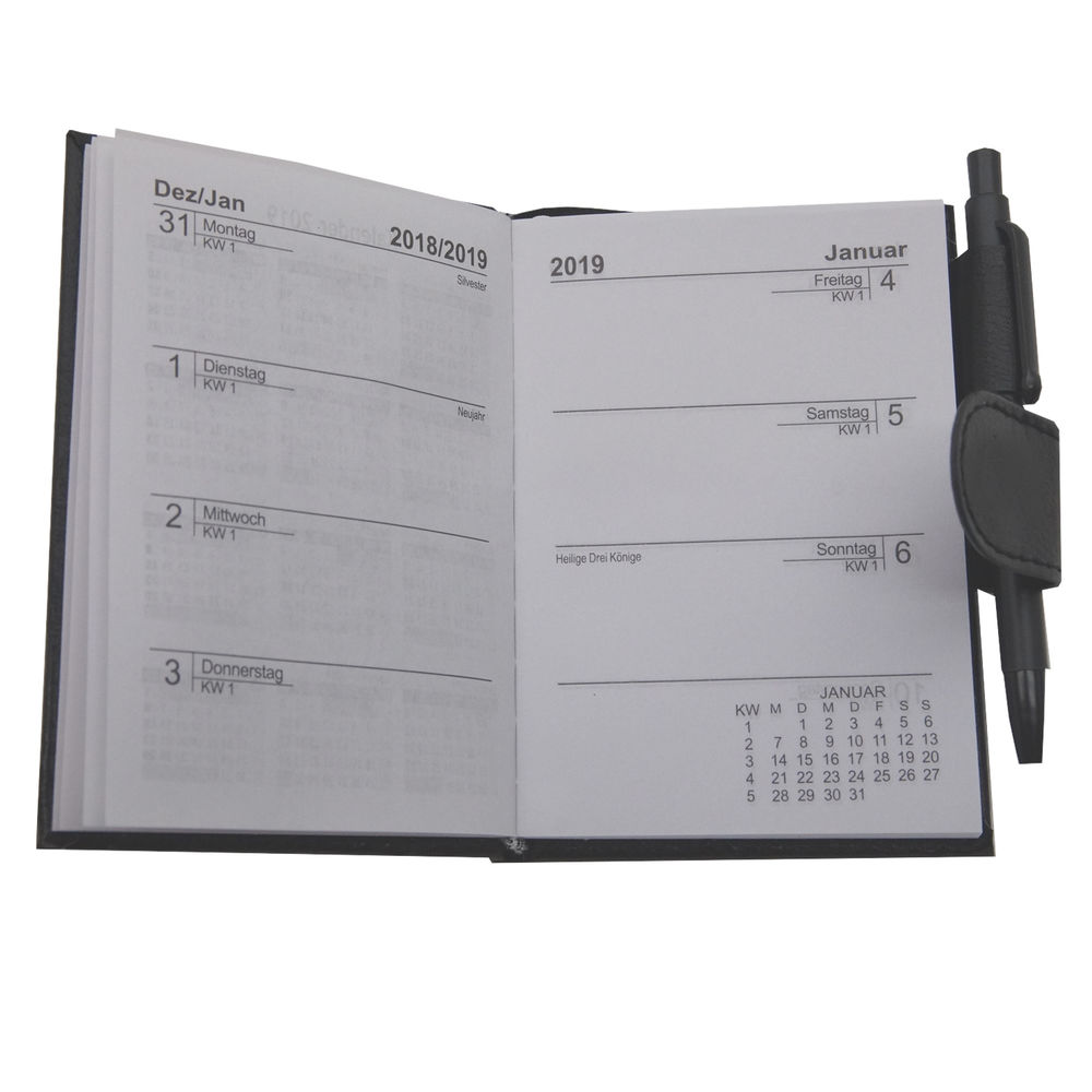 2019 Taschenkalender mit Stift Leder Optik Terminplaner