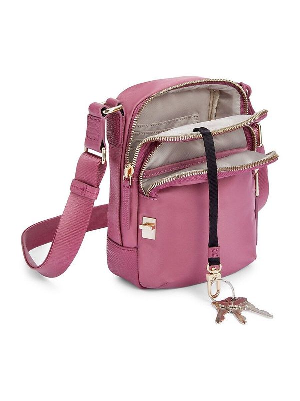 Voyageur Ruma Nylon & Leather Crossbody Bag Hibiscus eCosmetics