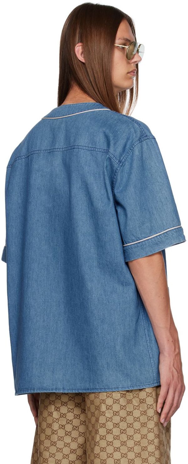 Blue Patch Denim Shirt 4172 Bright Blue Mix eCosmetics Popular