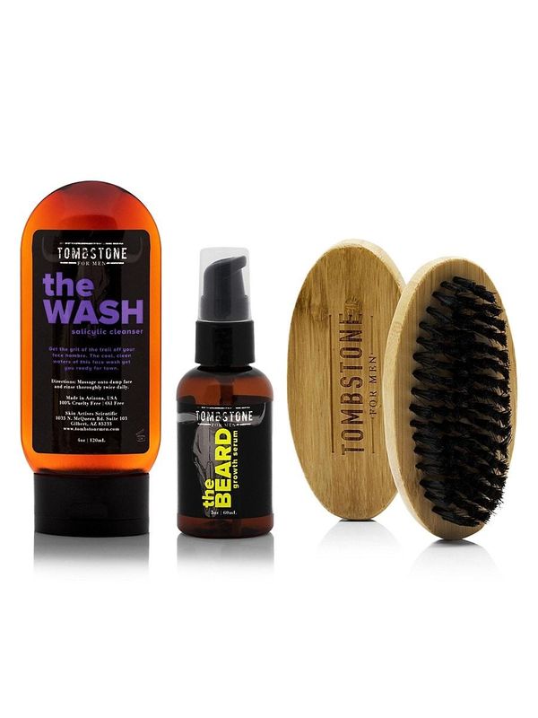 Salicylic Cleanser, Beard Brush, & Growth Serum Set eCosmetics