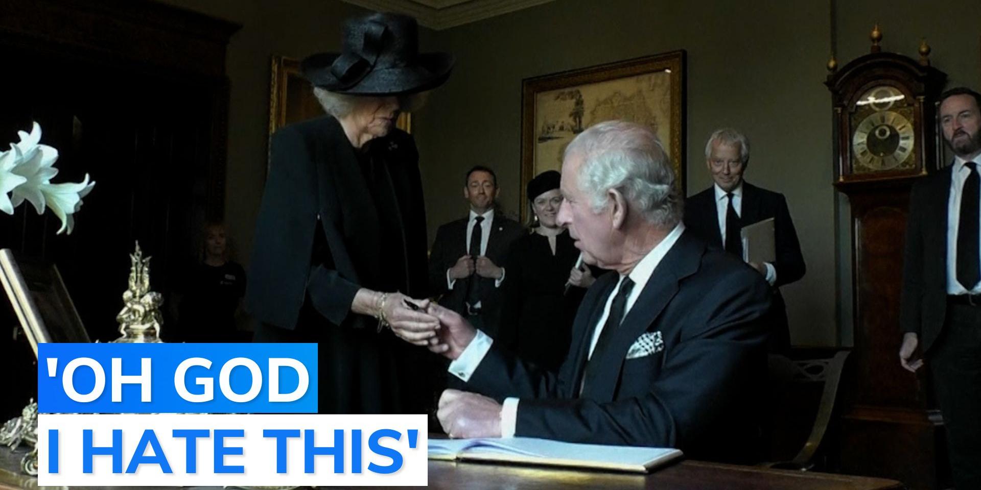 Video King Charles III gets annoyed over leaky pen during signing