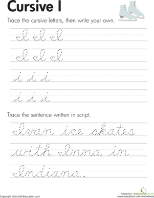 Cursive I | Worksheet | Education.com