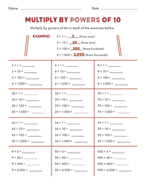 Multiply By Multiples Of 10 | Worksheet | Education.com