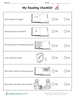 My Reading Checklist | Worksheet | Education.com