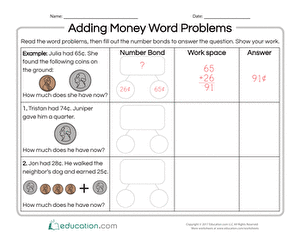 Browse Printable 2Nd Grade Money Math Worksheets | Education.com