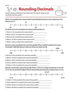 rounding decimals 5th grade math worksheet greatschools - rounding