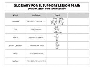 Glossary: Going On A Sight Word Scavenger Hunt | Worksheet | Education.com