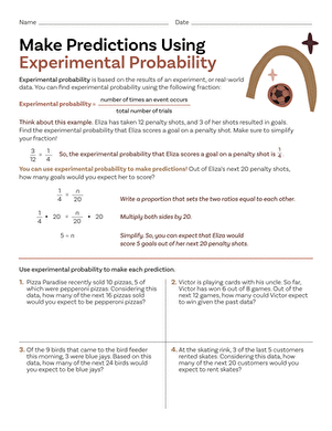 Make Predictions Using Experimental Probability | Worksheet | Education.com
