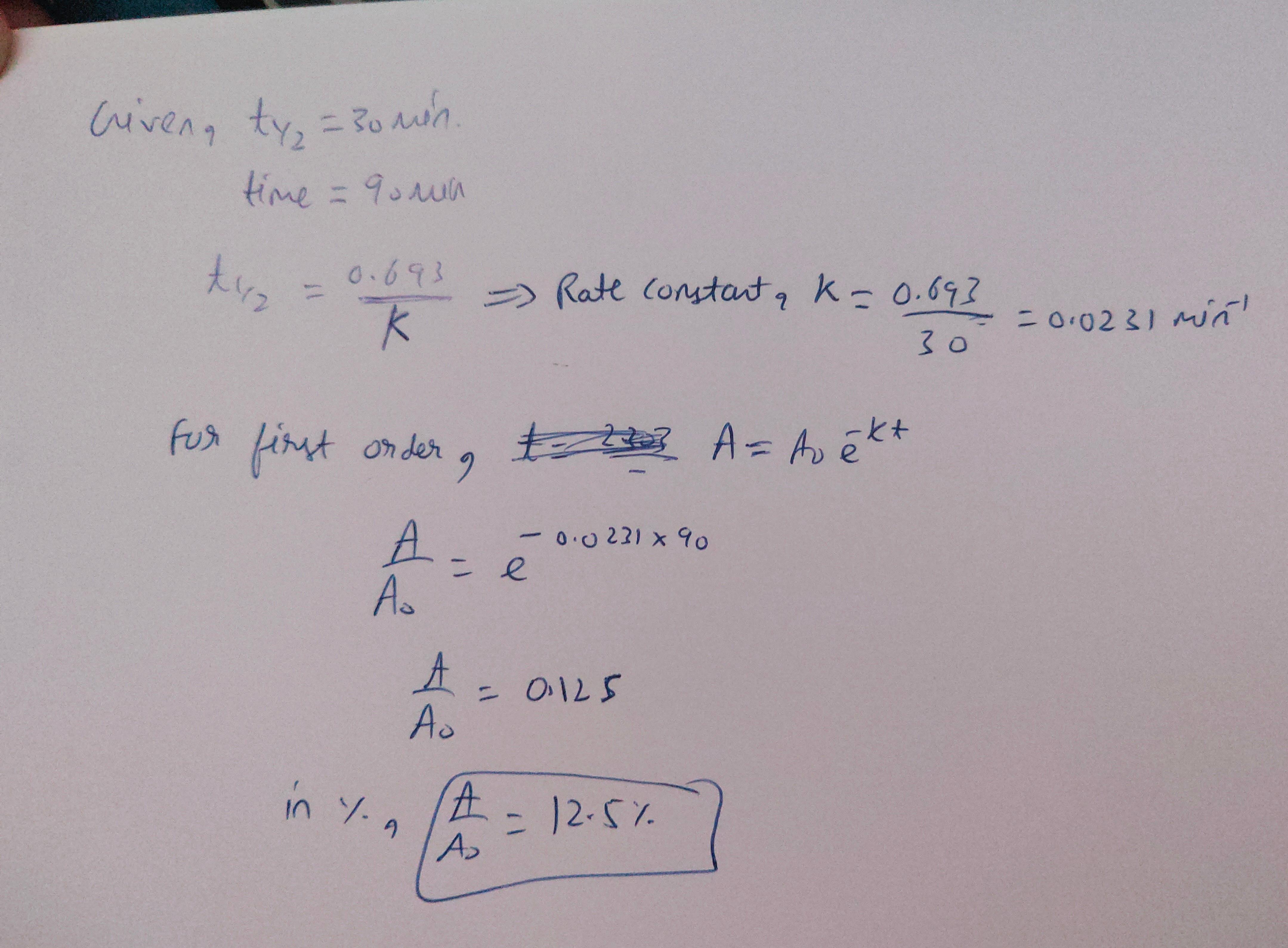 4. what percentage of a material will persist after 90 minutes if it's
