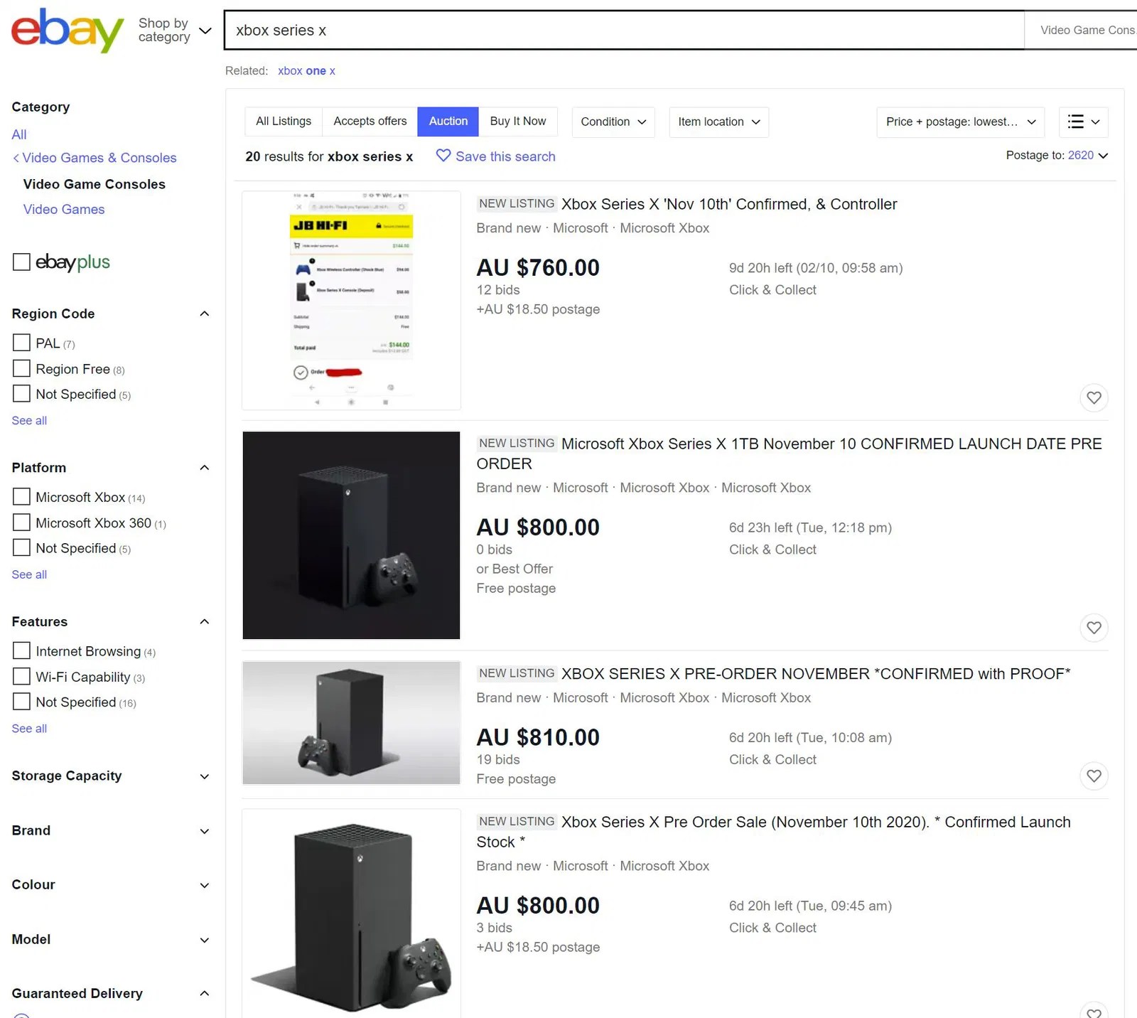 PS5 and XBox Series X preorders sell out in Australia and eBay sellers