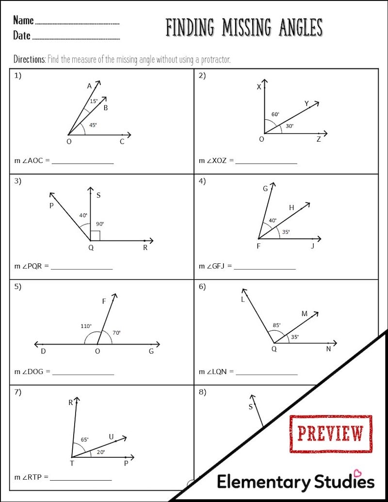 Finding Missing Angles - Elementary Studies
