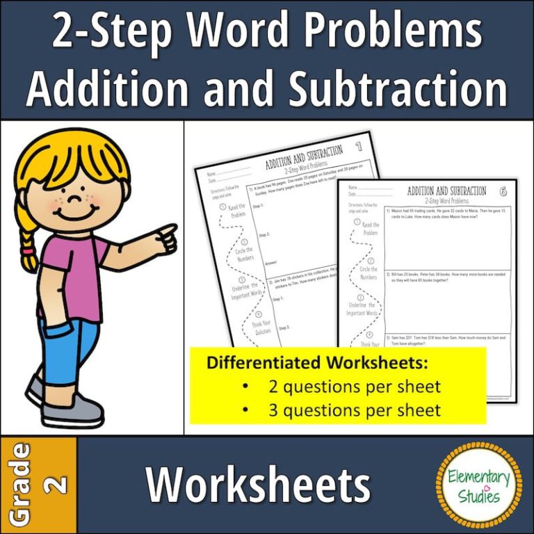 2 Step Addition and Subtraction Word Problems Elementary Studies