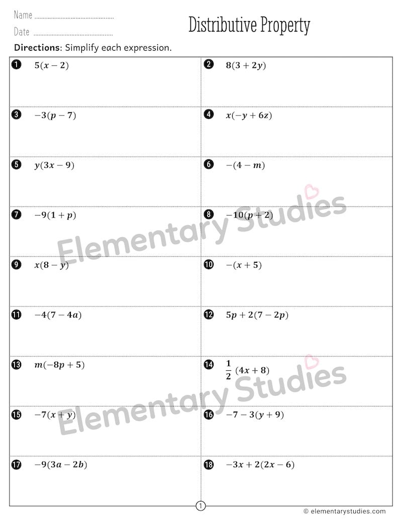 Simplifying Expressions using Distributive Property - Elementary Studies