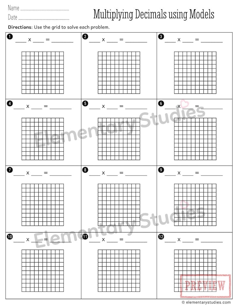 Multiplying Decimals with Models - Elementary Studies