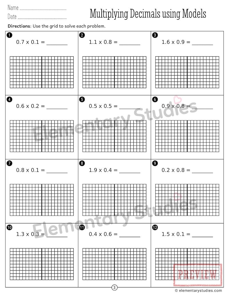 Multiplying Decimals with Models - Elementary Studies