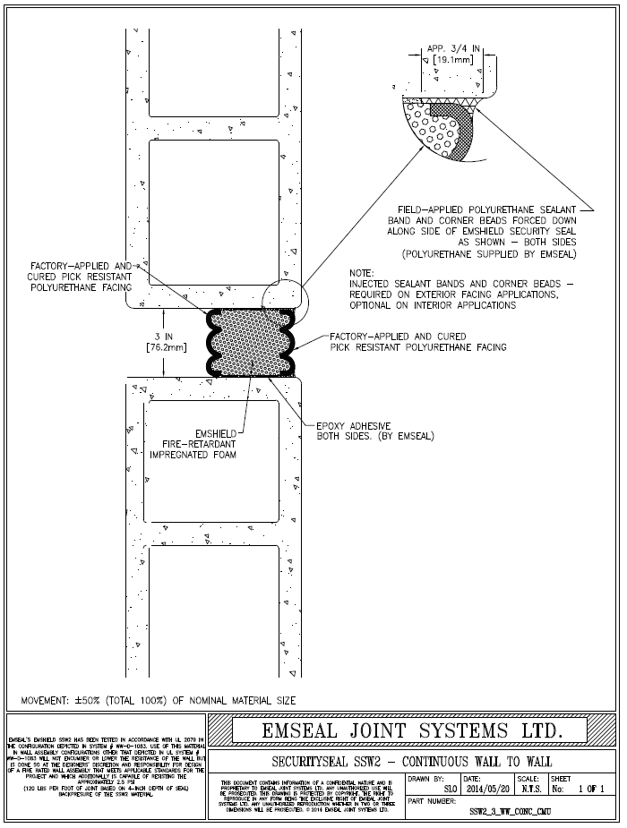 PickResistant FireRated Wall Expansion Joint · SSW2 · Sika Emseal