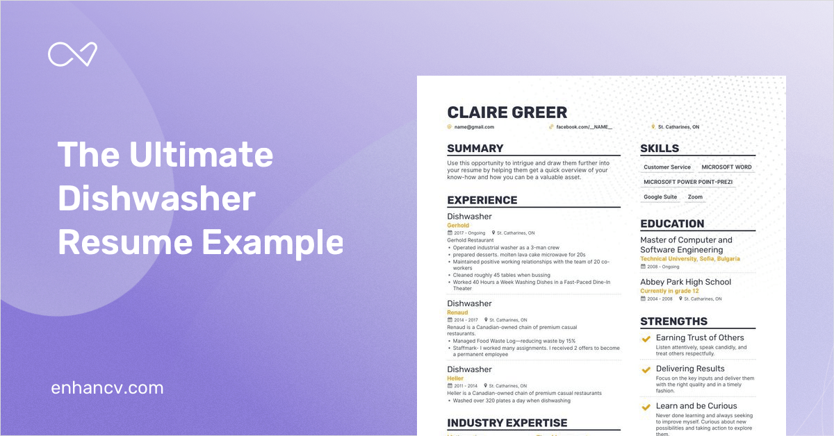 5 Dishwasher Resume Examples & Guide for 2023