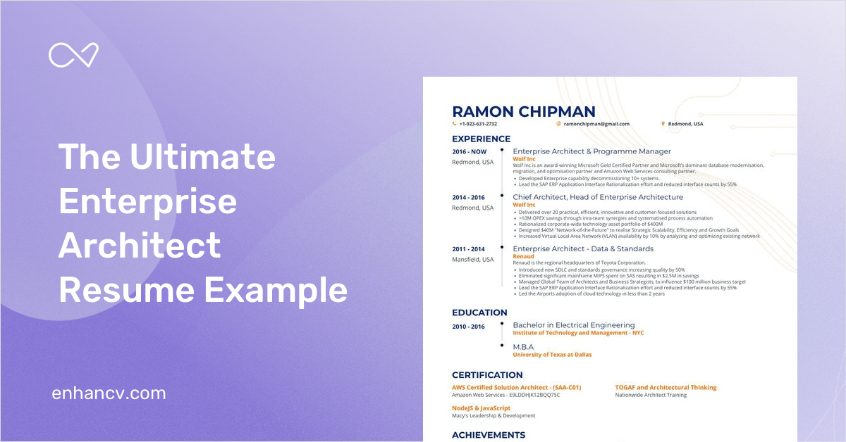 3 Enterprise Architect Resume Examples & Guide for 2024