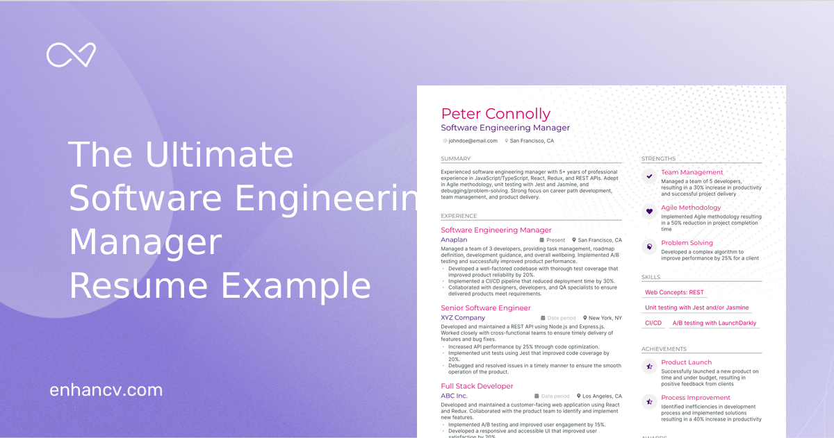 5 Software Engineering Manager Resume Examples & Guide for 2023
