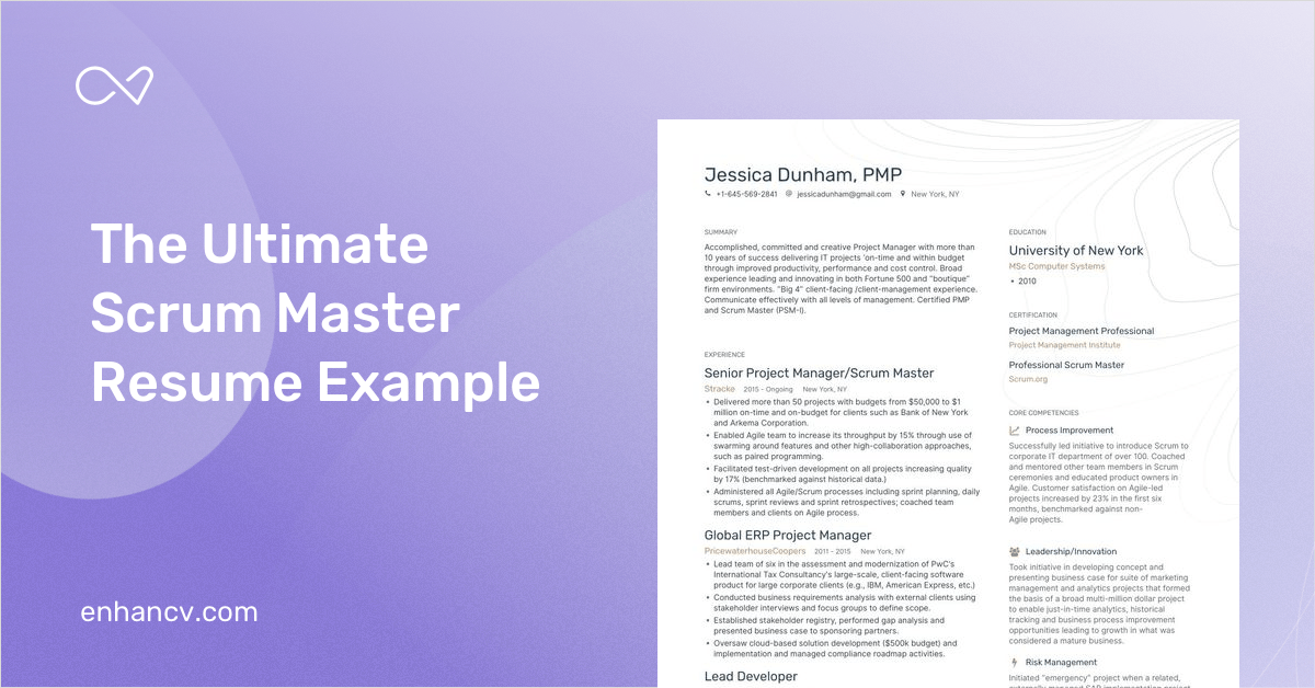 9 Scrum Master Resume Examples & Guide for 2024