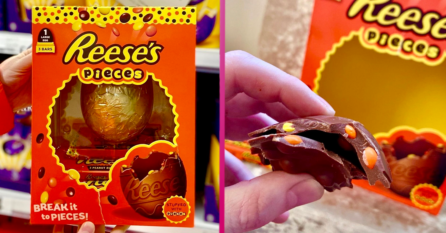 Asda Easter Eggs Reese's egg with mini Pieces in the shell delights Brits