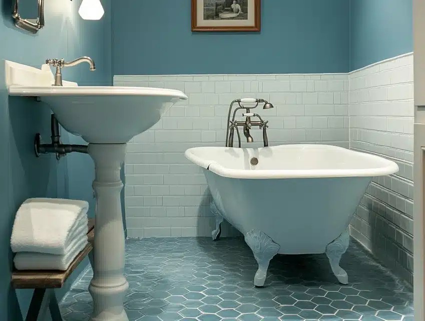 35 Retro Blue Bathroom Ideas to Inspire Your Design Enthralling Gumption