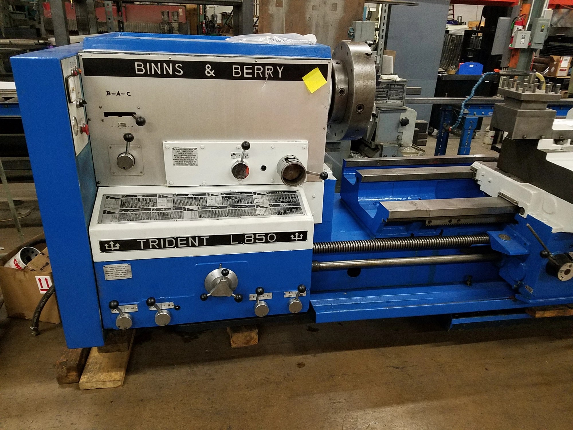 Used 1976 BINNS & BERRY TRIDENT L850 Gap Bed Engine Lathes 3575 Myers