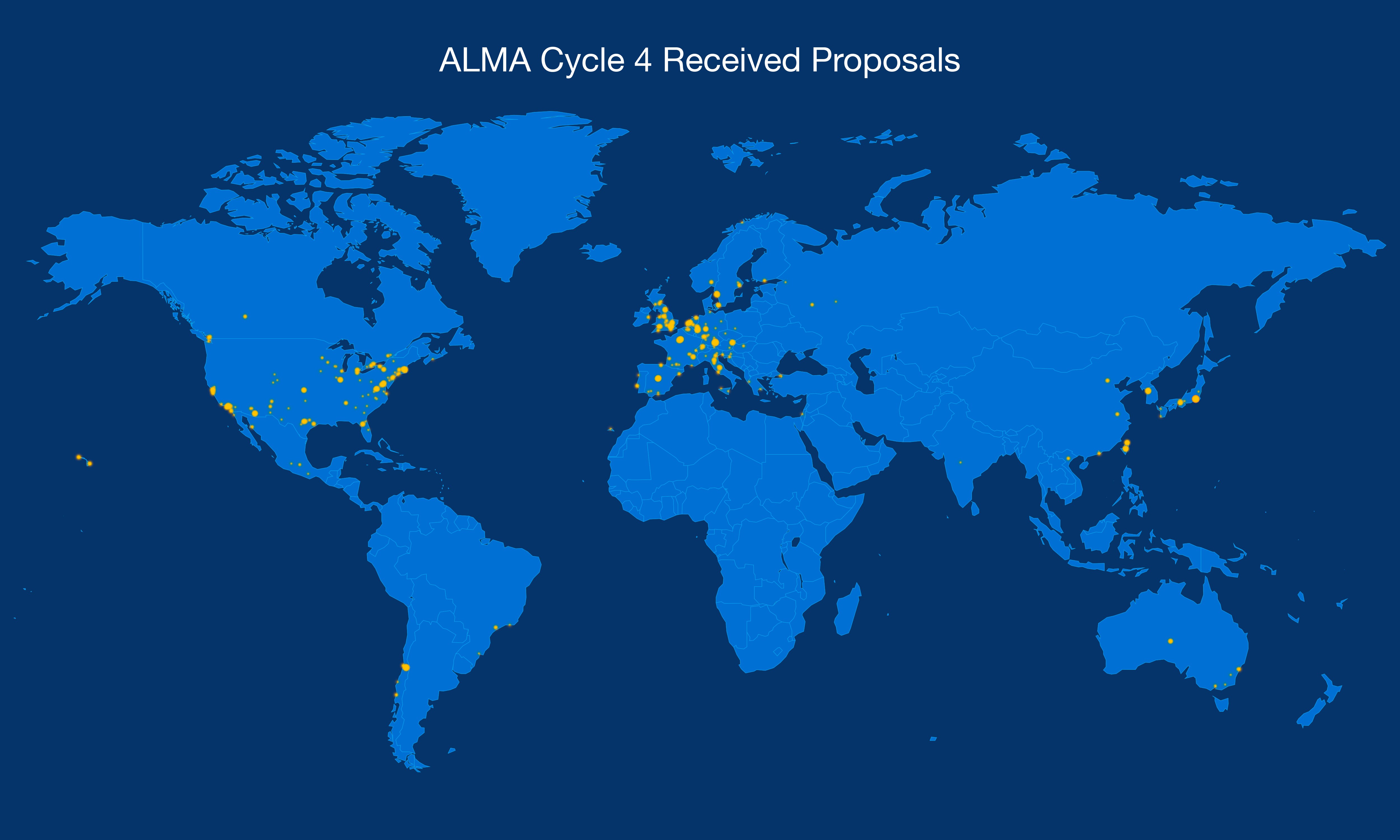 Locations of ALMA Cycle 4 proposers ESO el