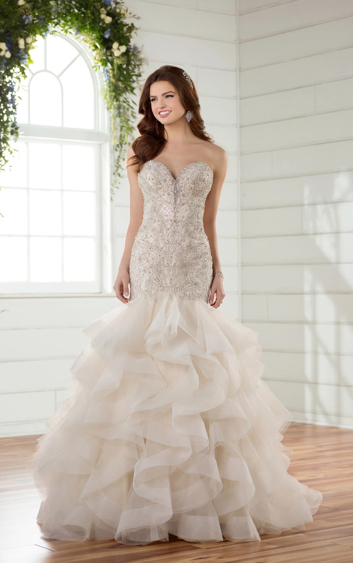 Wedding Dresses Beaded Wedding Dress with Textured Skirt Essense of