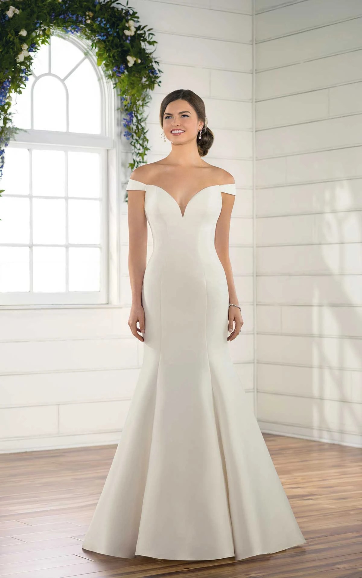 Simple OfftheShoulder Wedding Gown Essense of Australia Wedding Dresses