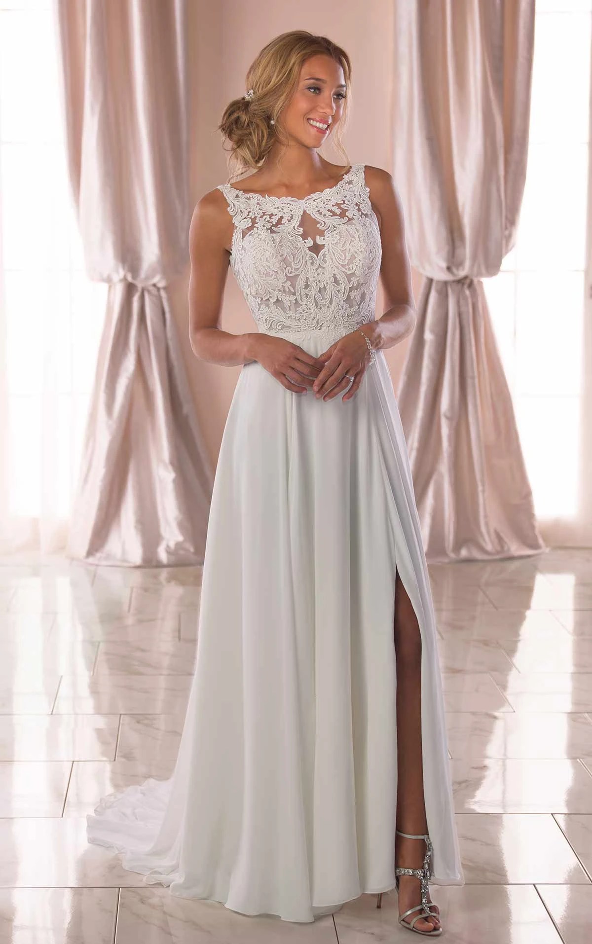 6871 Stella York Casual Wedding Dress with Slit True Society Bridal Shops