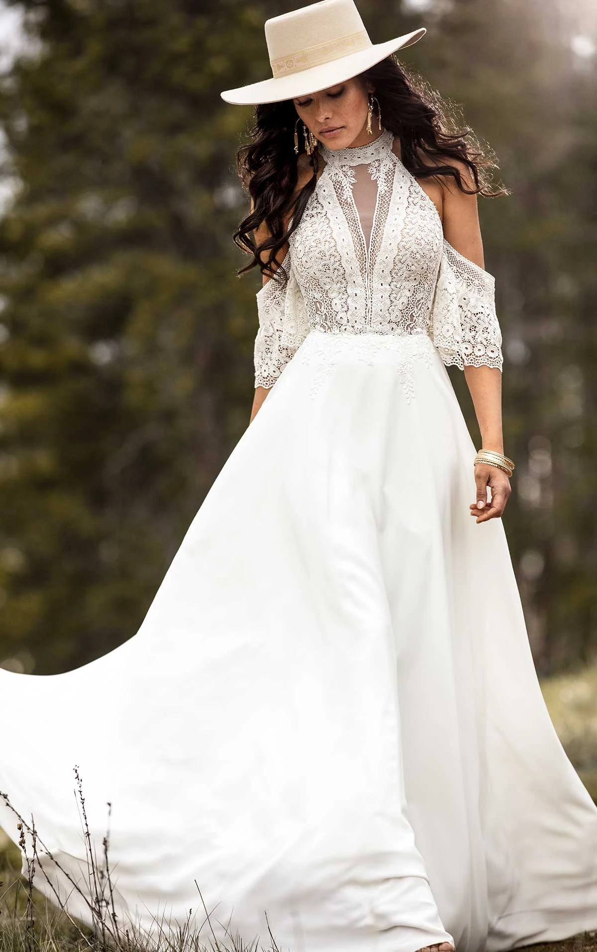 Simple Bohemian Wedding Dress with Removable Arm Cuffs All Who Wander