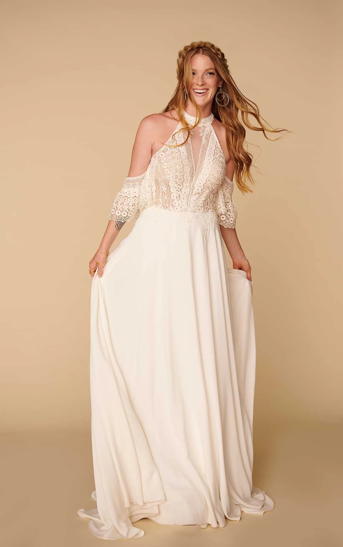 Simple Bohemian Wedding Dress with Removable Arm Cuffs All Who Wander