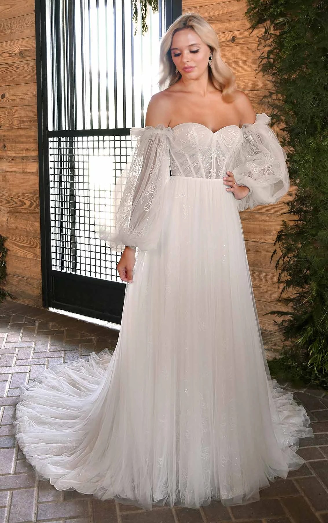 Ethereal Wedding Dress with OfftheShoulder Poof Sleeves Essense of