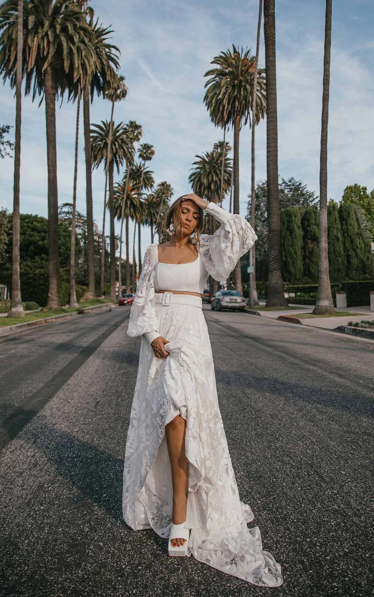 Long Sleeve TwoPiece Wedding Dresses West True Society Bridal