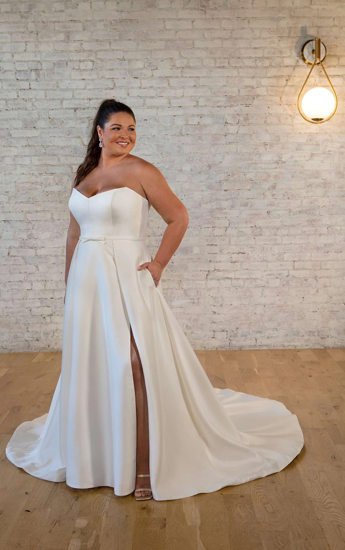 PlusSize Simple Silk ALine Wedding Dress True Society Bridal