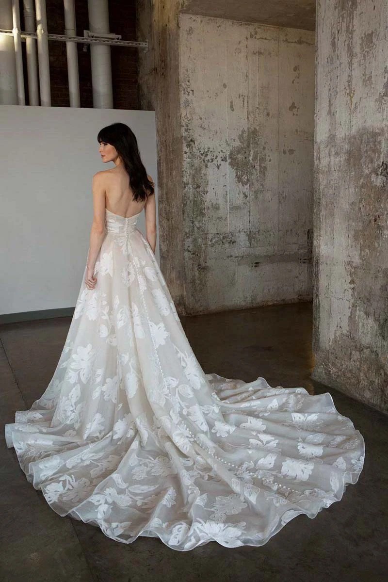 Floral Lace Strapless Wedding Dresses True Society Bridal Shops