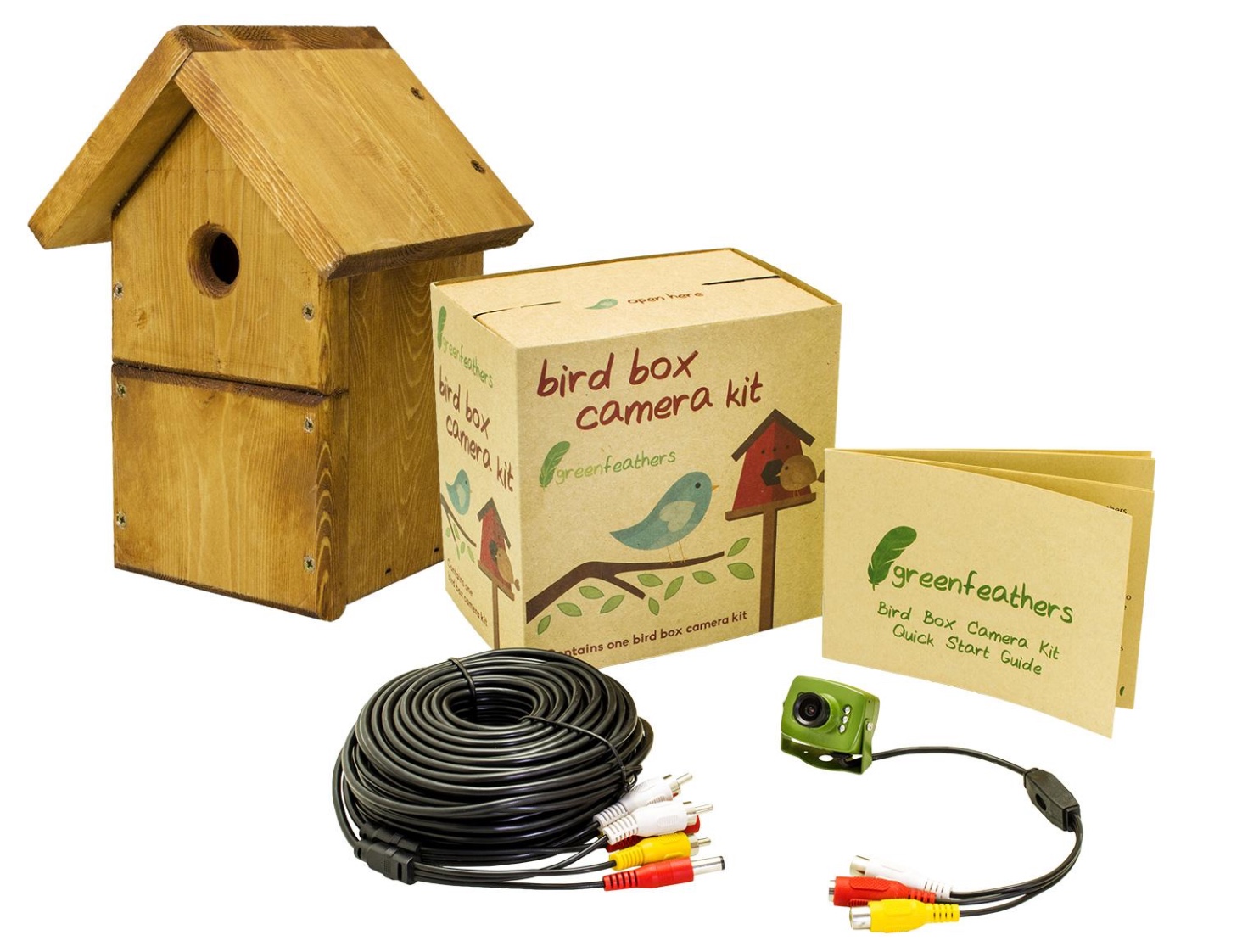 Green Feathers Wired Bird Box Camera Kit Wild View Cameras
