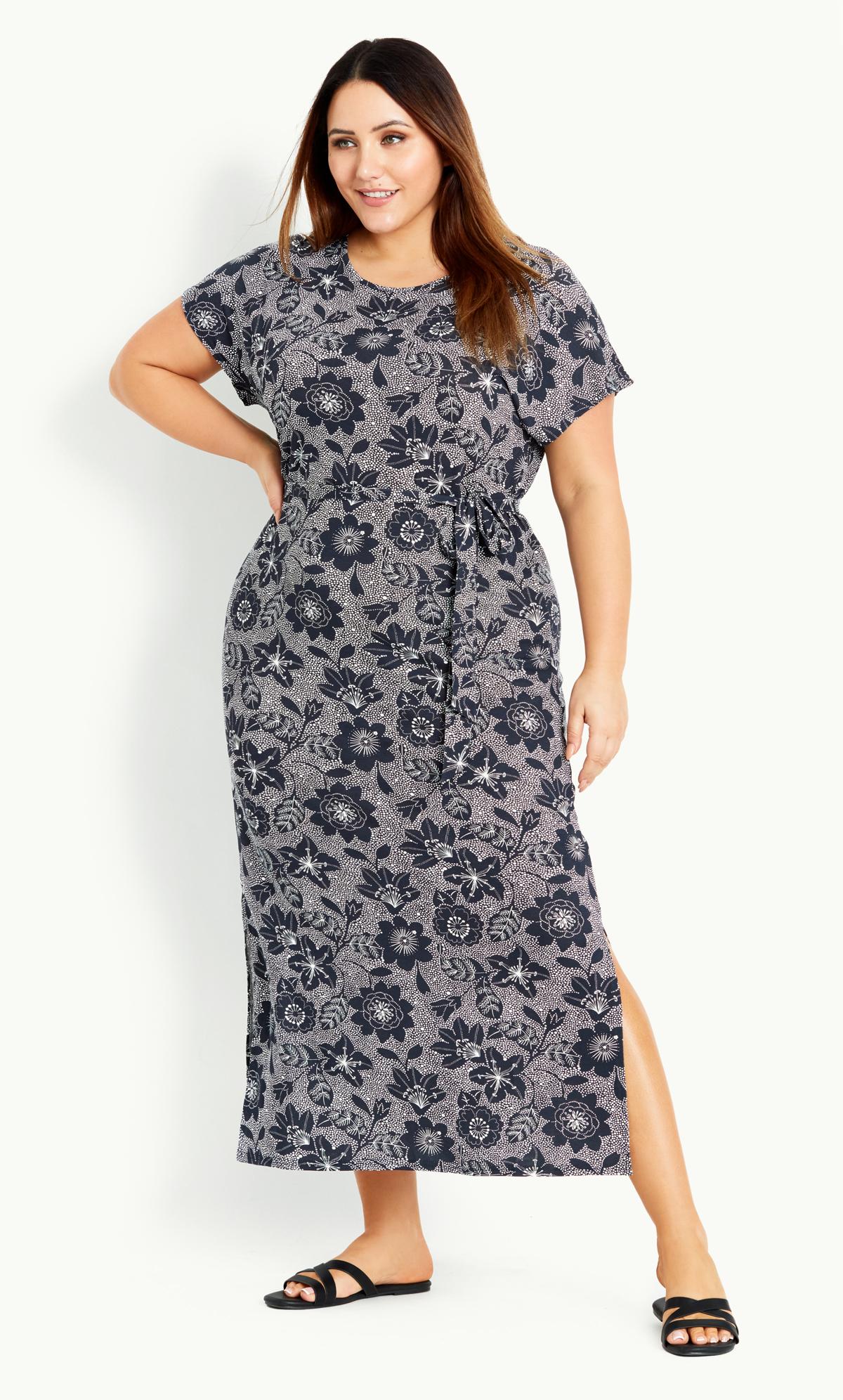 Evans Grey Floral Maxi Dress Evans