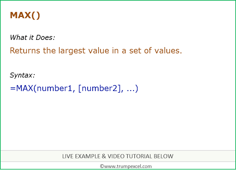Cómo utilizar la función MAX de Excel (ejemplos + video)