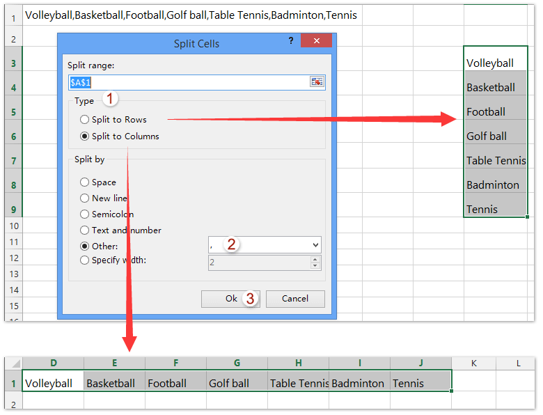How to convert column list to comma separated list in Excel?